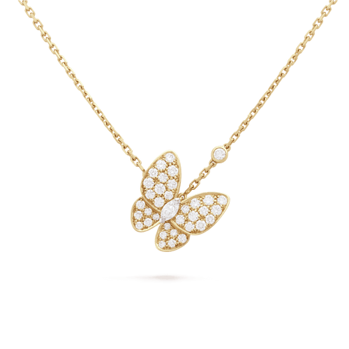 18K Two Butterfly Necklace