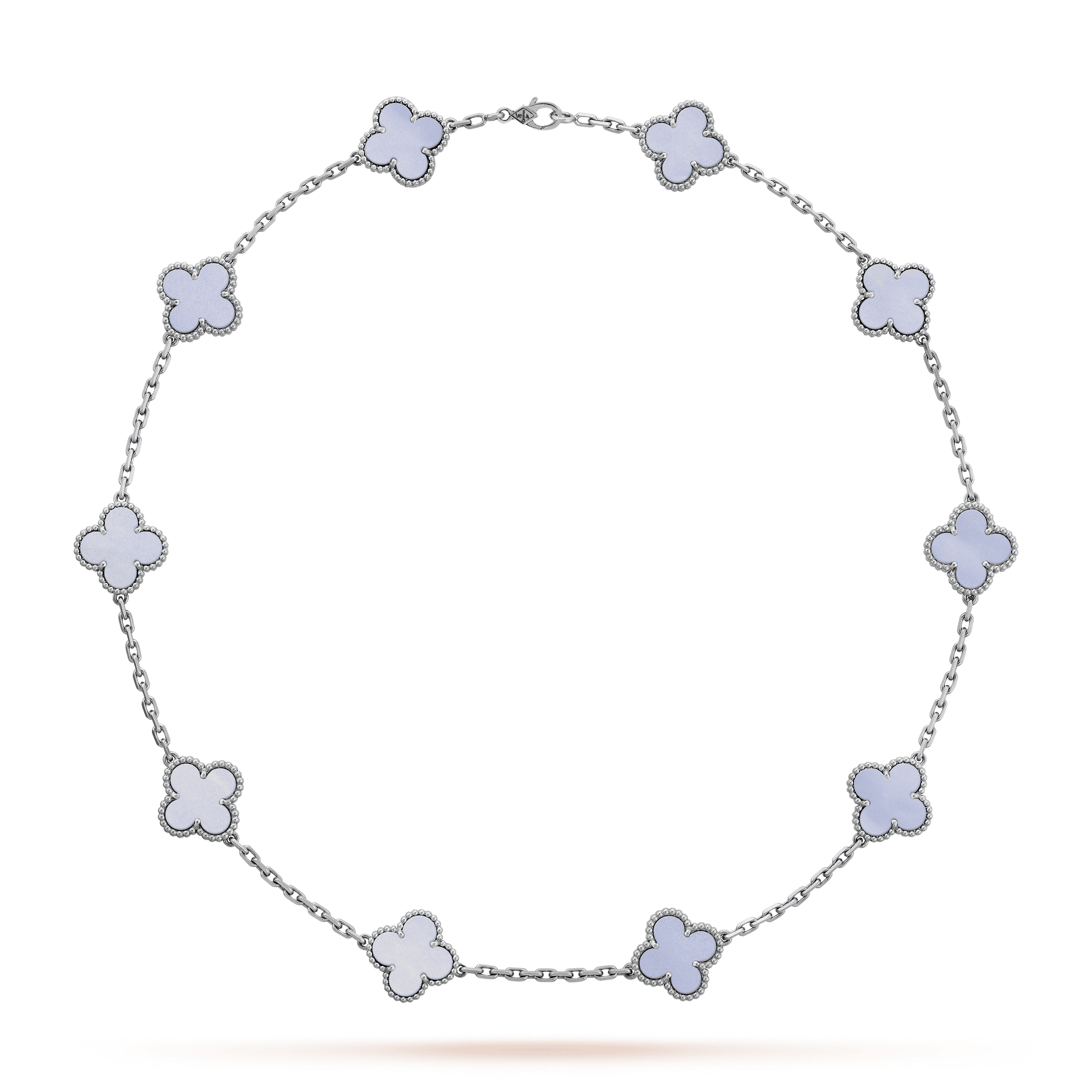 18K Vintage Alhambra Chalcedony 10 Motifs Necklace