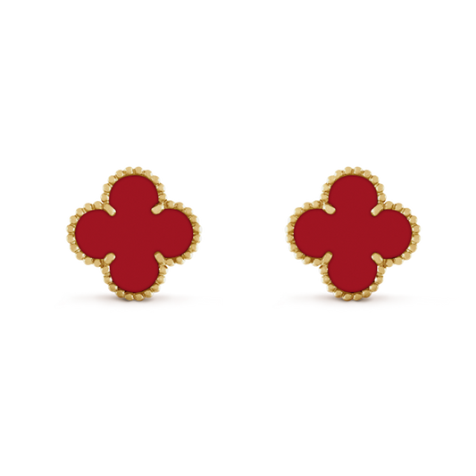 18k Vintage Alhambra Carnelian Earrings