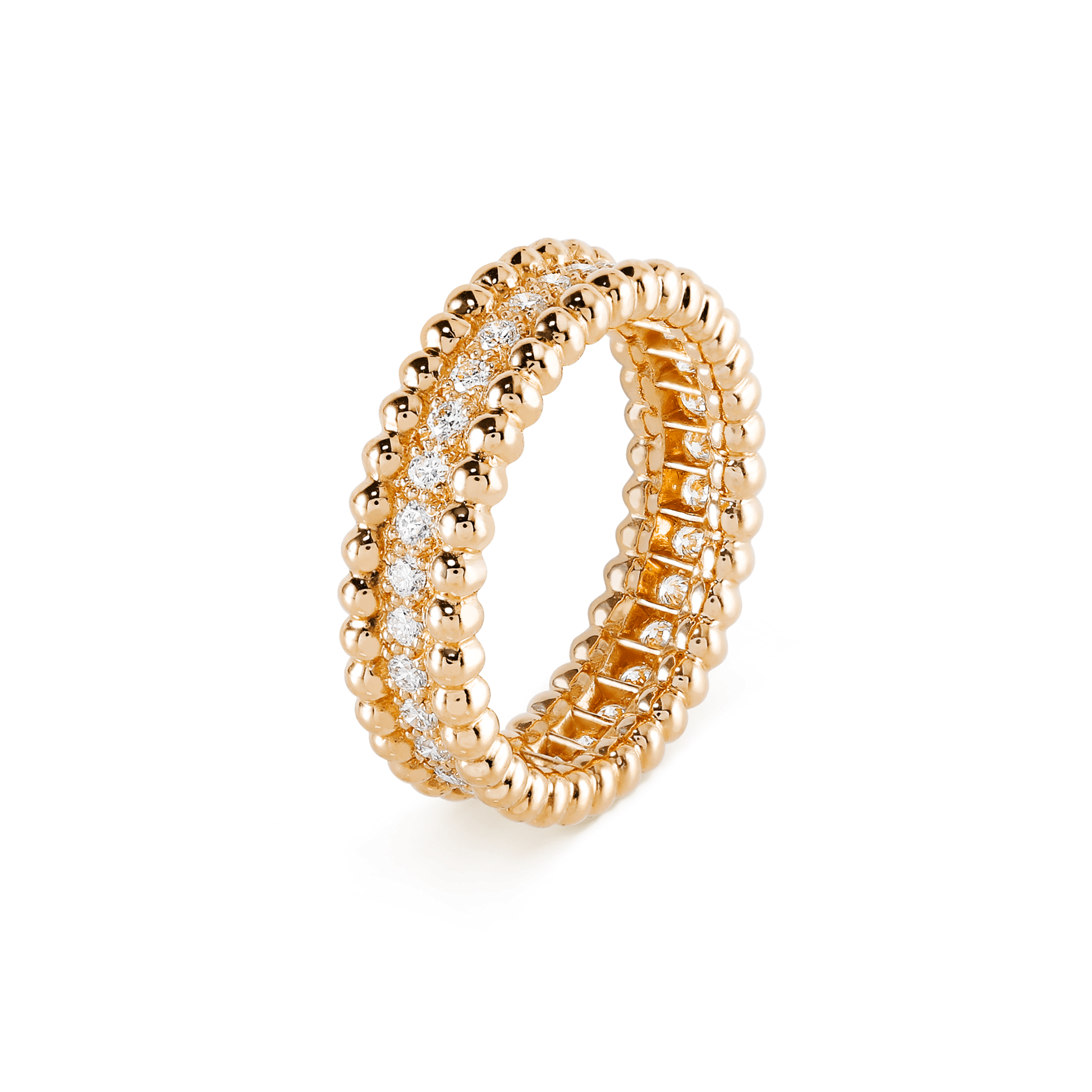 18K Yellow Gold Perlée Diamonds Ring