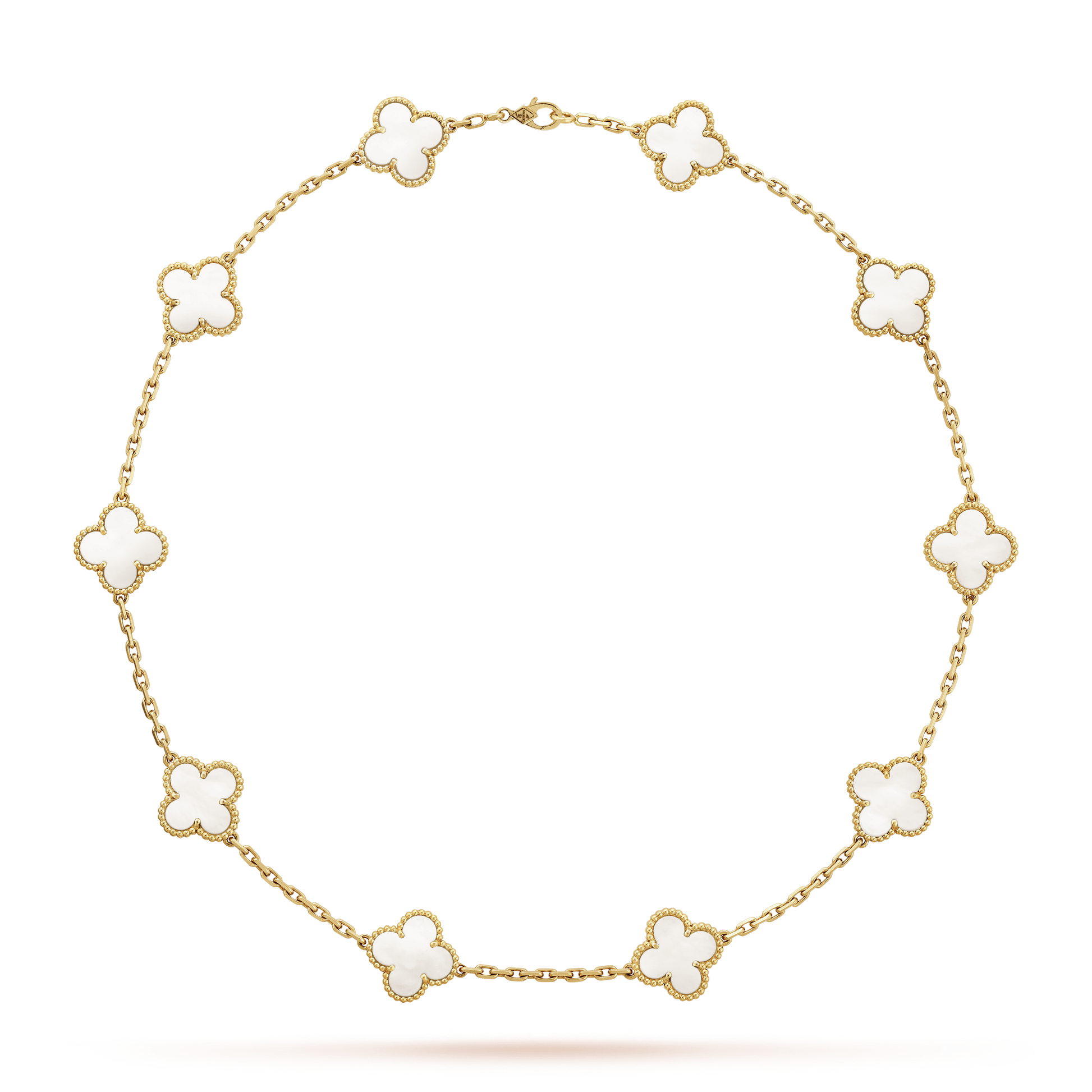 18K Vintage Alhambra Pearl 10 Motifs Necklace