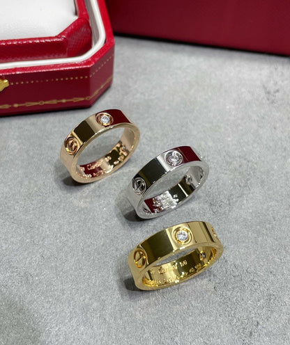 18K Love Wedding Three Diamonds Ring