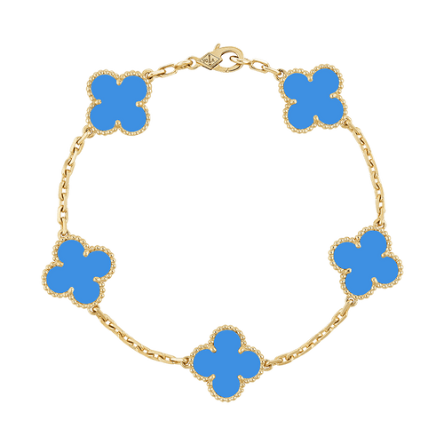 18K Vintage Alhambra Five Motifs Agate Bracelet