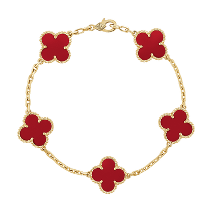 18K Vintage Alhambra Five Motifs Carnelian Bracelet