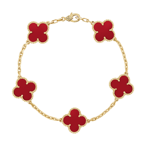 18K Vintage Alhambra Five Motifs Carnelian Bracelet