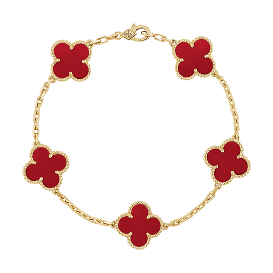 18K Vintage Alhambra Five Motifs Carnelian Bracelet