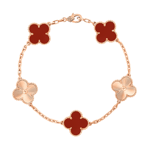 18K Vintage Alhambra Five Motifs Carnelian Bracelet