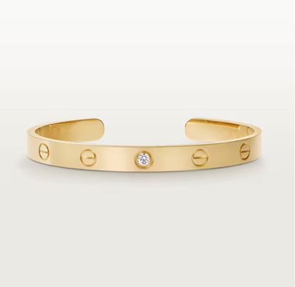 18K Open Cuff 1 Diamond Love Bracelet