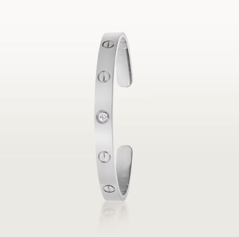 18K Open Cuff 1 Diamond Love Bracelet