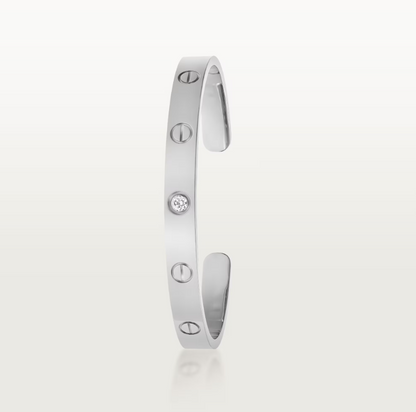 18K Open Cuff 1 Diamond Love Bracelet