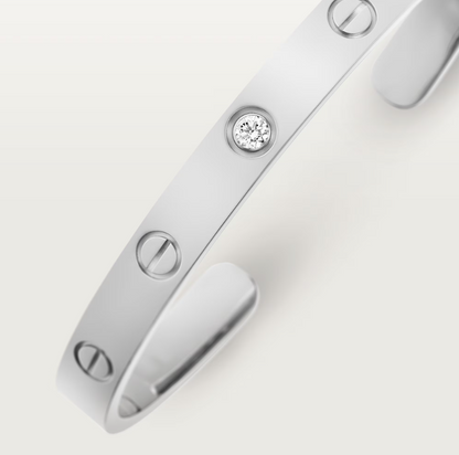 18K Open Cuff 1 Diamond Love Bracelet