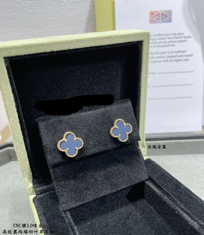 18K Vintage Alhambra Black Earrings