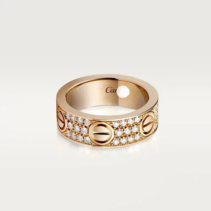 18K Cartier Love Diamond-Paved 6.5mm Ring